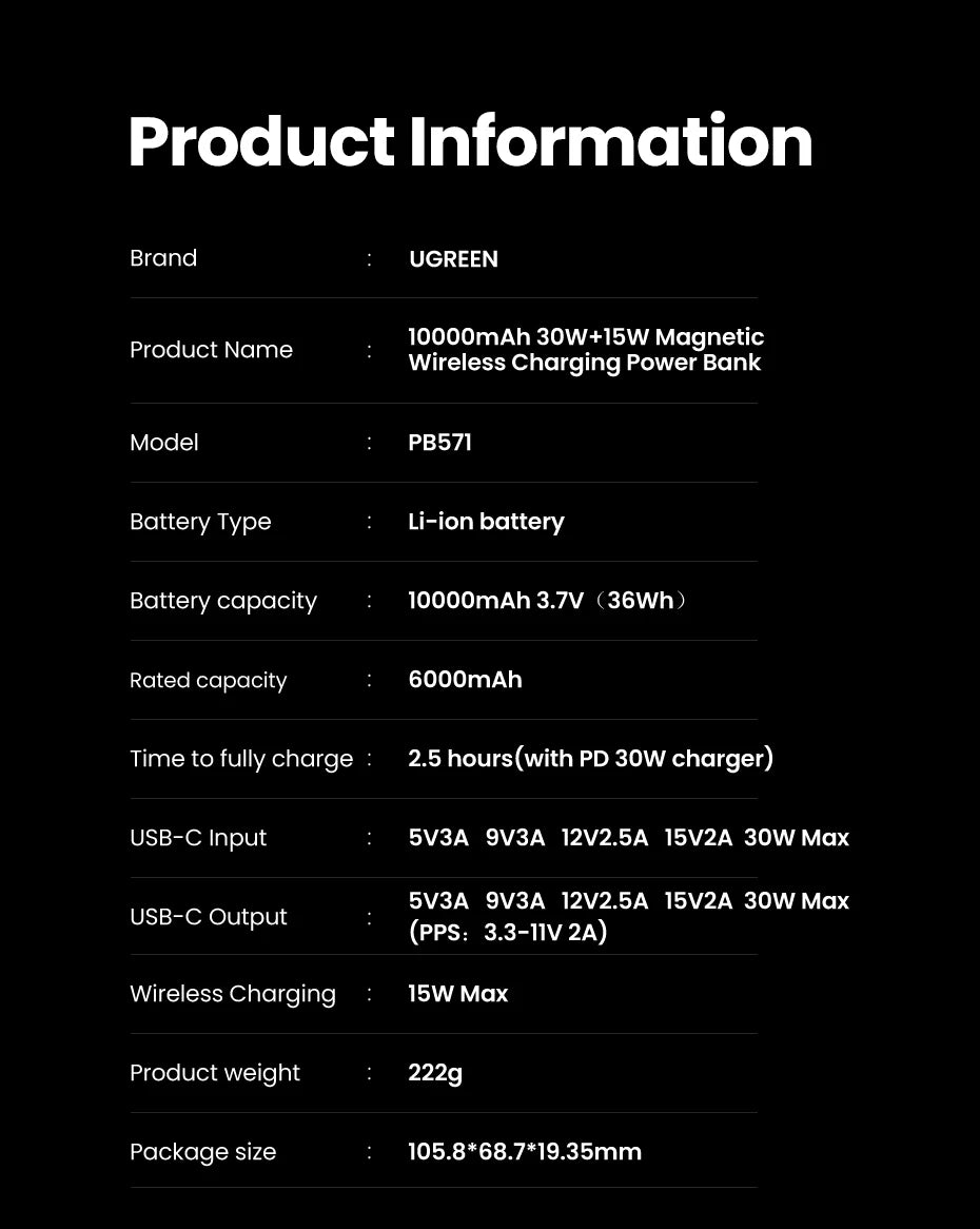 Qi2 Magnetic Power Bank 10000Mah