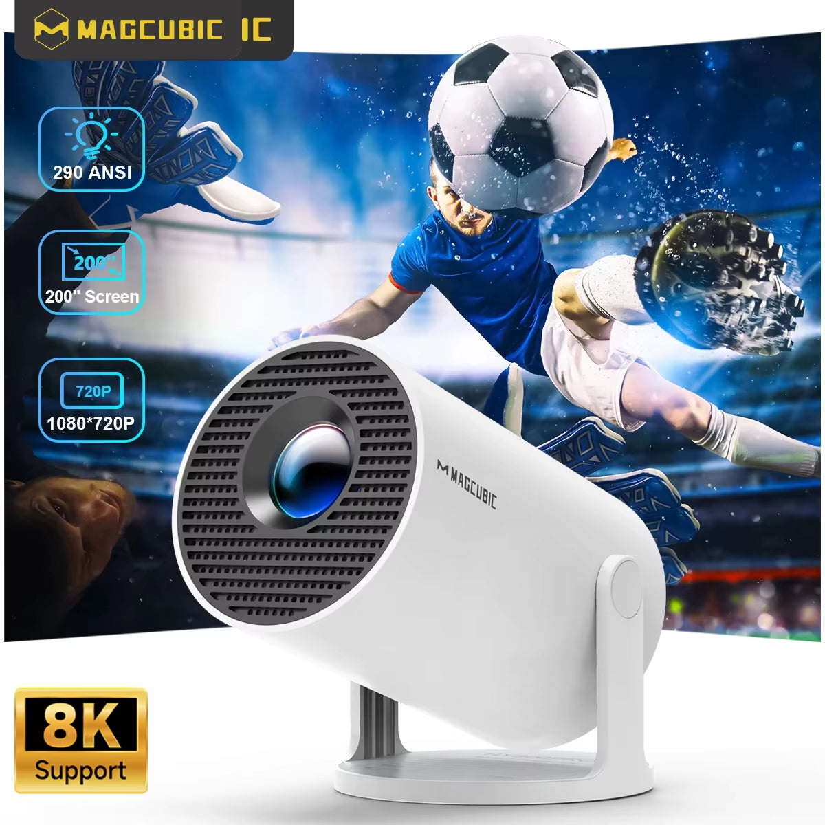 Projector HY300 PRO 8K Android 14 Dual Wifi6 290ANSI Allwinner H726 BT5.4 1080P 1280*720P Home Cinema Outdoor Projetor