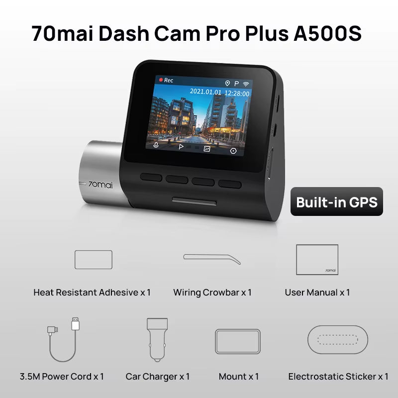Dash Cam Pro plus A500S 1944P ADAS GPS Camera  Front Cam A500S 140FOV Car DVR 24H Parking Support Rear Interior Cam