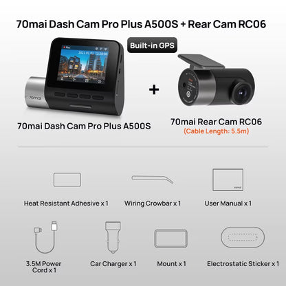 Dash Cam Pro plus A500S 1944P ADAS GPS Camera  Front Cam A500S 140FOV Car DVR 24H Parking Support Rear Interior Cam