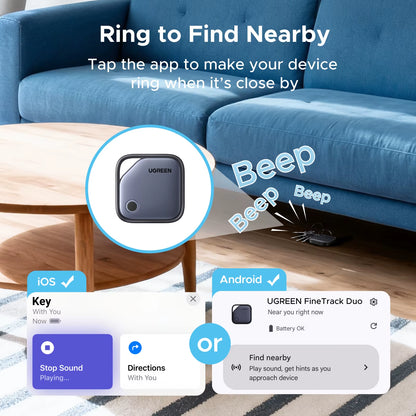 【Dual System Compatibility】Smart Finder for Apple Find My (Ios) & Find Hub App (Android) Bluetooth Tracker Card